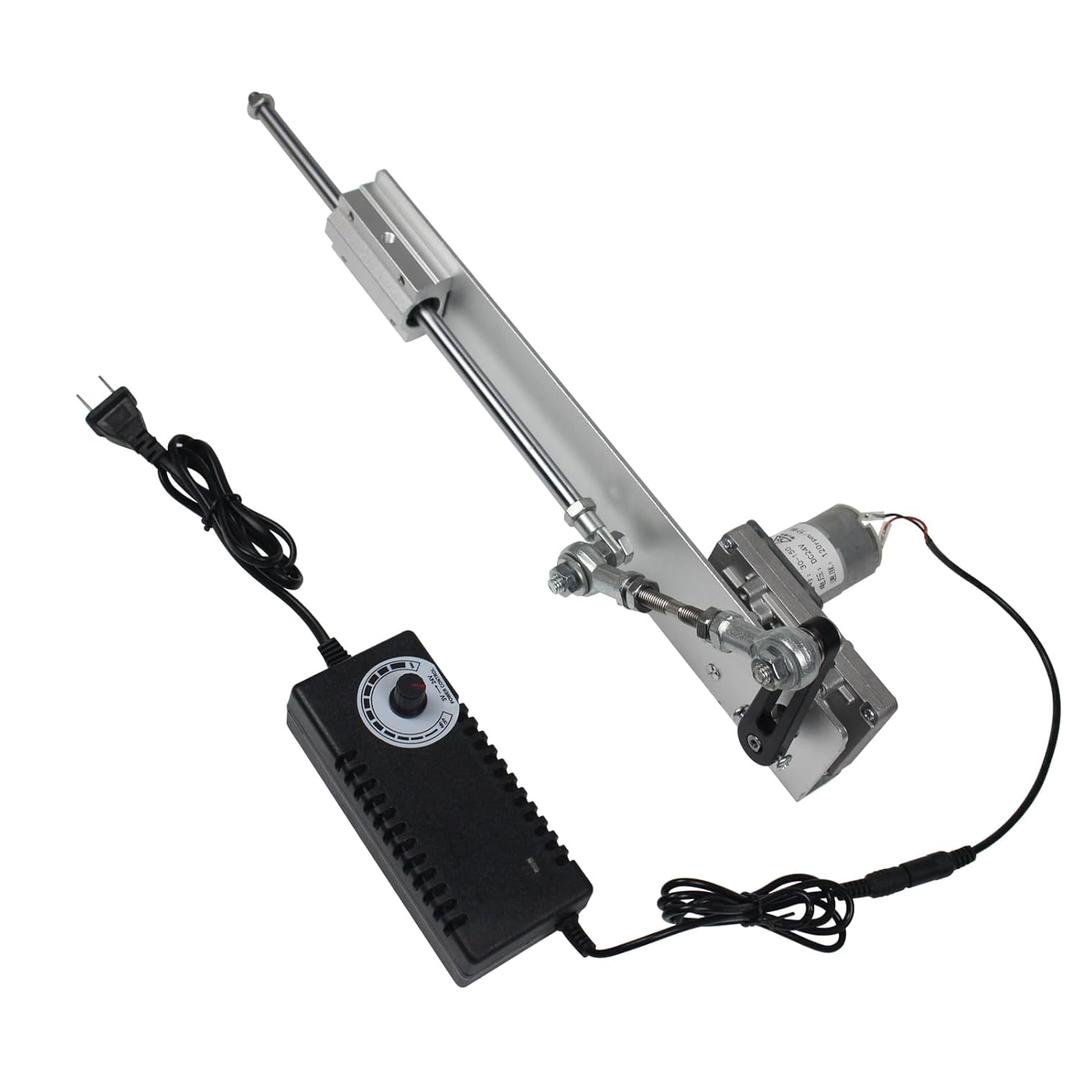 CNCTOPBAOS Reciprocating Linear Actuator Stroke 6 Inch 1.18"-6",Adjustable Telescopic Rocker Arm Mechanism Gear Motor DC24V Speed Regulation Adapter 120RPM 3-15CM
