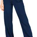 Yogipace Tall Women's Loose Fit Wide Leg Yoga Pants Drawstring Lightweight Sweatpants with Pockets, 35", Navy Blue, Size L