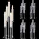 4 Pcs Candelabra Centerpieces for Tables, 5-Arm Crystal Clear Candle Holders with Shades and Round Bases, Pillar Taper Candlesticks for Party, Wedding, Candlelight Dinner, Fit 0.87" LED Candles