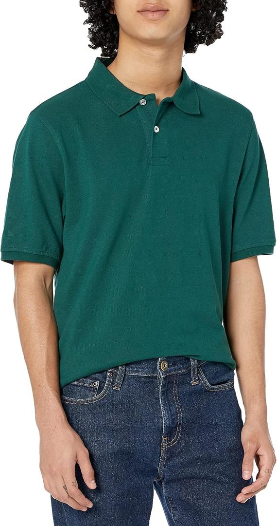 Amazon Essentials Men's Regular-Fit Cotton Pique Polo Shirt (Available in Big & Tall) (XX-Large, Dark Green)
