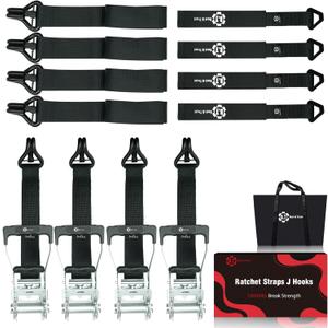 Best & TRUSTCar Tie Down Straps for Trailers with J Hooks (4PK) - Car Tie Down Axle Straps