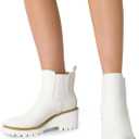DREAM PAIRS Women's Wedge Chelsea Ankle Boots Fashion Round Toe Low Wedge Heel Platform Booties Shoes (White), 8.5