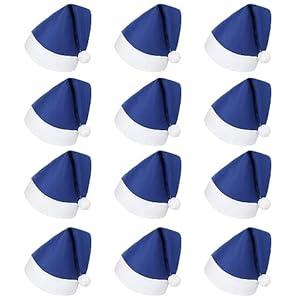MNKXL Santa Hats Bulk for Adults, 12pcs Christmas Hats Adults Universal Fit Plus Size, Thickened Red Santa Claus Hat for Christmas Party Accessories, Mens & Womens Adult Santa Hat