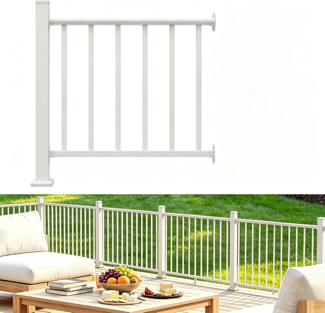 3FT White Deck Railing Kit for Deck, Porch, Patio & Balcony