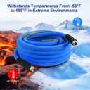 3/4 inch Air Hose 50FT Include 2 Pcs Chicago Connectors, Industrial Compressor Air Hose 100% Rubber, 300 PSI, 50F to 190F Degrees High Strength Polyester Braided Replacement Air Line Kit