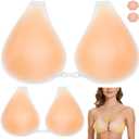Sticky Bras for Women 2 Pairs Adhesive Bra Lift Invisible Silicone Backless Strapless Bra with 2PCS Nipple Covers (X-Large, Nude)