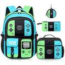 TOWIHUN Gamer Backpack for Boys, 4pcs Gaming Boys Backpack with Lunch Box and Pencil Case for Kids, Video Gamer School Bags