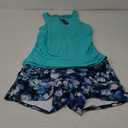 Tankini Swimsuits with Shorts - Two Piece Tummy Control Bathing Suits High Neck Swimwear with Two Side Pockets (Medium, Aqua Floral)
