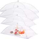 JULBEAR 4 Pcs Extra Large Mesh Food Cover Tent Umbrella Food Screen Covers for Outside Pop-up Mesh Reusable Food Nets for Parties Picnics Outdoor BBQs Collapsible (2 Pcs 40"x24", 2 Pcs 32"x24")