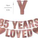 2 x Pre-Strung 85th Birthday Banner - Rose Gold Glitter, Happy 85th Birthday Party Decorations for Women, Funny 85 year old Anniversary Decor Bday Sign Gifts