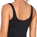 Oalka Sports Bra Womens Longline Padded Crop Tank Yoga Bras Workout Fitness Top (Black)