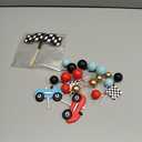 25 PCS Racing Cake Toppers Red Blue Clay Race Car Birthday Cake Decorations for Racing Car Checkered Flag Birthday Anniversary Party Supplies