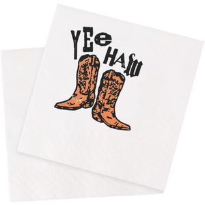 Yee Haw Cowboy Boots Cocktail Napkins Western Country Cowgirl Retro Vintage Party Disposable Beverage Bar Paper Napkins 100Pcs 4.5 x 4.5 2-ply (Yee Haw Cowboy Boots)