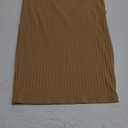 Forever 21 Women's Stretch Ribbed Knit Pencil Skirt Midi Length Office Work Bodycon Style Beige S