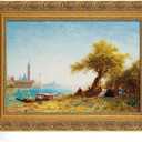Ornate Plein Air Frame for 16x24 Stretched Canvas Prints, 2.4 DIY Vintage Gold Solid Wood Art Frames for Portraits Wedding Family Animal Memorial Oil Paintings, No Cover & Back