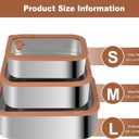 304 Stainless Steel Food Storage Containers - Heat-Resistant Glass Lid Set for Secure Meal Prep, Ideal for Cooking, Office & Camping (3pcs-21 oz, 42 oz and 70 oz)