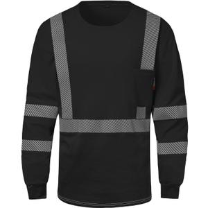 SKSAFETY FR Shirts for Men Long Sleeve, Welding Shirt 6oz Lightweight High Vis Fire Resistant Flame Retardant Shirt CAT2 (XX-Large, Black)