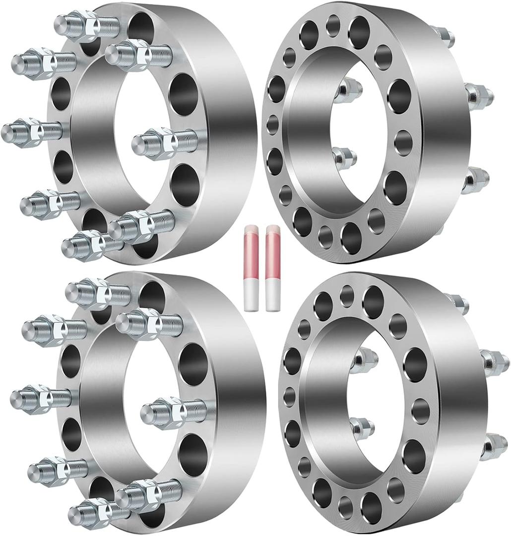 ECCPP 4PCS 8 Lug Wheel Spacers 2" 8x6.5 to 8x6.5 8x165.1mm 126.15mm HB with 14x1.5 Fit for Chevy Silverado 1500 HD Silverado 2500 Silverado 2500 HD 2001-2006| for GMC Sierra 2500 HD 2001-2010