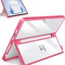 Case Updated Version fit Microsoft Surface Pro 11/10 /9/8 13-Inch, All-in-one Rugged Case Compatible with Type Cover Keyboards, Transparent&Red