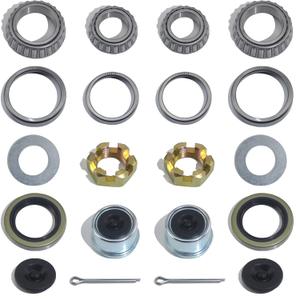 iBroPrat 2 Sets 3500 LB Boat Trailer Axle Bearing Kits, L68149 L44649 Bearing Kits, 171255TB/10-19 Grease Seals, Spindle Nuts, 1.98" Dust Covers and Rubber Plugs, Cotter Pins,Washers for #84 Spindle