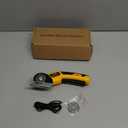 Cordless Electric Scissors, Cardboard Cutter, Electric Box Cutter with Safety Lock & LED Light, 4V Rechargeable Rotary Cutter for Cutting of Fabric, Leather, Carpet, Plastic, 2 Blades