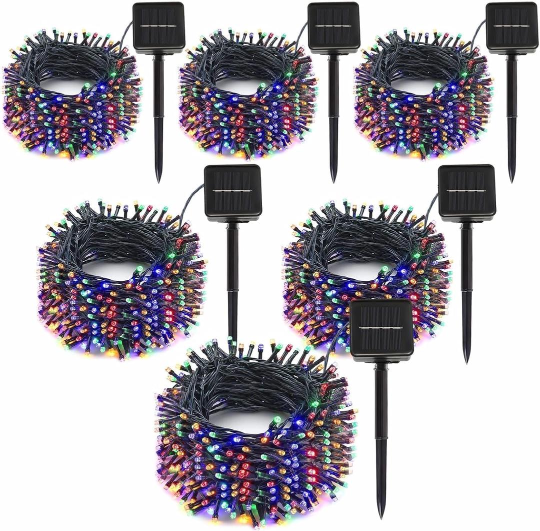 SyouHome 6-Pack Solar String Lights, 600 LED Extra-Long 236Ft Solar Christmas Lights Outdoor Waterproof, 8 Modes Multicolor Led Outdoor Light for Garden, Patio, Wedding, Christmas Decorations