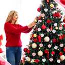 37 Pcs Valentine's Day Tree Decorations Large Heart Tree Toppers 12.2 Inch with 36 Pcs Heart Velvet Ornaments Trees Decorations for Home Valentines Party Romantic Wedding Decor