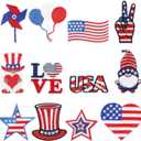 AUGSUN 12pcs Independence Day Iron on Patches 4th of July Patriotic Embroidered Sew Applique Repair Patch American Flag DIY Crafts for Clothing Jacket Jeans Pants Dress Backpack Hat Decorations Gift