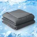 EASELAND Cooling Comforter Queen, Cold Touch Fabric Absorbs Body Heat, Double-Sided Cool Design Soft Fluffy Cooling Blanket for Night Sweats Hot Sleeper(Dark Gray, Queen(68"x90"))