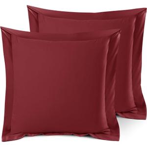 Nestl Soft Pillow Shams Set of 2 - Double Brushed Microfiber Pillow Covers - Hotel Style Premium Bed Pillow Cases, with 1.5 Decorative Flange, Euro 26"x26" - Burgundy