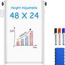 maxtek 48 x 24 Rolling Whiteboard Height Adjustable with Side Marker Holder