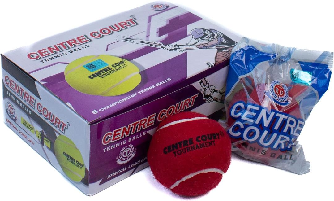 Centre Court Cricket Tennis Ball Red Heavy/Hard Standard Size Overarm Cricket Quantity 125 Grams,6 Pack 