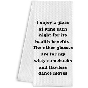Wine Kitchen Towels 16x24 Inches - Gifts for Lovers, Dish Towels, Decor, I Enjoy a Glass Each Night Hand Towels