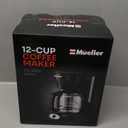 Mueller 12-Cup Drip Coffee Maker - Borosilicate Carafe, Auto-Off, Reusable Filter, Anti-Drip, Keep-Warm Function, Clear Water Level Window Coffee Machine, Kitchen Essentials & Accessories (Black)