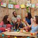 Talking Tables Colorful Mexican Pom Pom Garland for Boho Fiesta Birthday Party Llama Decor; Great for Encanto, Moana Themes; 13ft Paper Garland, Easy to Hang