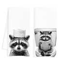INDAJEDN Funny Raccoon Hand Towels for Bathroom Set of 2, Raccoon Bathroom Hand Towels, Kids Hand Towels, Kids Bathroom Decor, Raccoon Gifts for Women Raccoon Lovers, 16x24 Inch