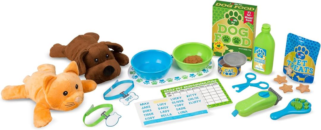 Melissa & Doug Feeding and Grooming Pet Care Play Set - Pretend Play Vet Toy Veterinarian Kit For Kids (Multi Color)