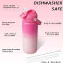 BJPKPK Insulated Water Bottle with Straw Lid, 18oz Thermo Water Bottles with Soft Nozzle, Flex Handle & Non-slip Boot, BPA Free Leak Proof Stainless Steel Metal Thermo, Tumblers, Cups,Cherry