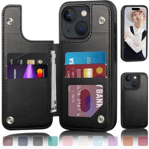 DJDUCK Designed for iPhone 15 Plus Case Wallet with Card Holder, [Magnetic Clasp Cover] [RFID Blocking Leather Protection] Shockproof Women Men Cases 6.7 Inch for Apple 15 Plus Black