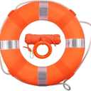 20 Inch Life Preserver Ring with Water Floating Lifesaving Rope 98.4FT Set, Swim Foam Buoy Swimming Pool Safety Throwing Ring Rope Rescue Lifeguard Wall Decoration (Orange)