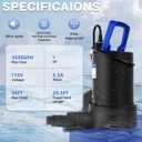 Automatic Pool Cover Pump - 1 HP 3500 GPH Submersible Water Pump with Check Valve and 3 Adapters, 29.5FT Cord for Pumps Above Ground Automatic On/Off System, Sump Pump for Basement Floods, Pond Pump