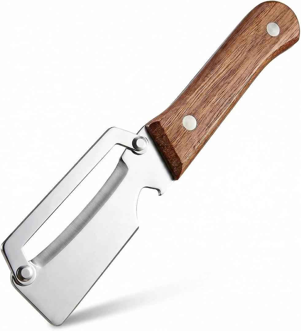 2 x Multifunctional Premium Vegetable Peeler with Wooden Handle, Stainless Steel Blade & Bottle Opener, Non-Slip Kitchen Tool for Fruit, Apple, Potato, Pumpkin, Papaya, Zucchini (1pc)