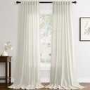 Warm Beige Linen Curtains 90 inch Length 2 Panels Set Modern Farmhouse Living Room Drapes Light Filtering Rod Pocket Back Tab Filtering Privacy Semi Sheer Curtain 90 inches Long