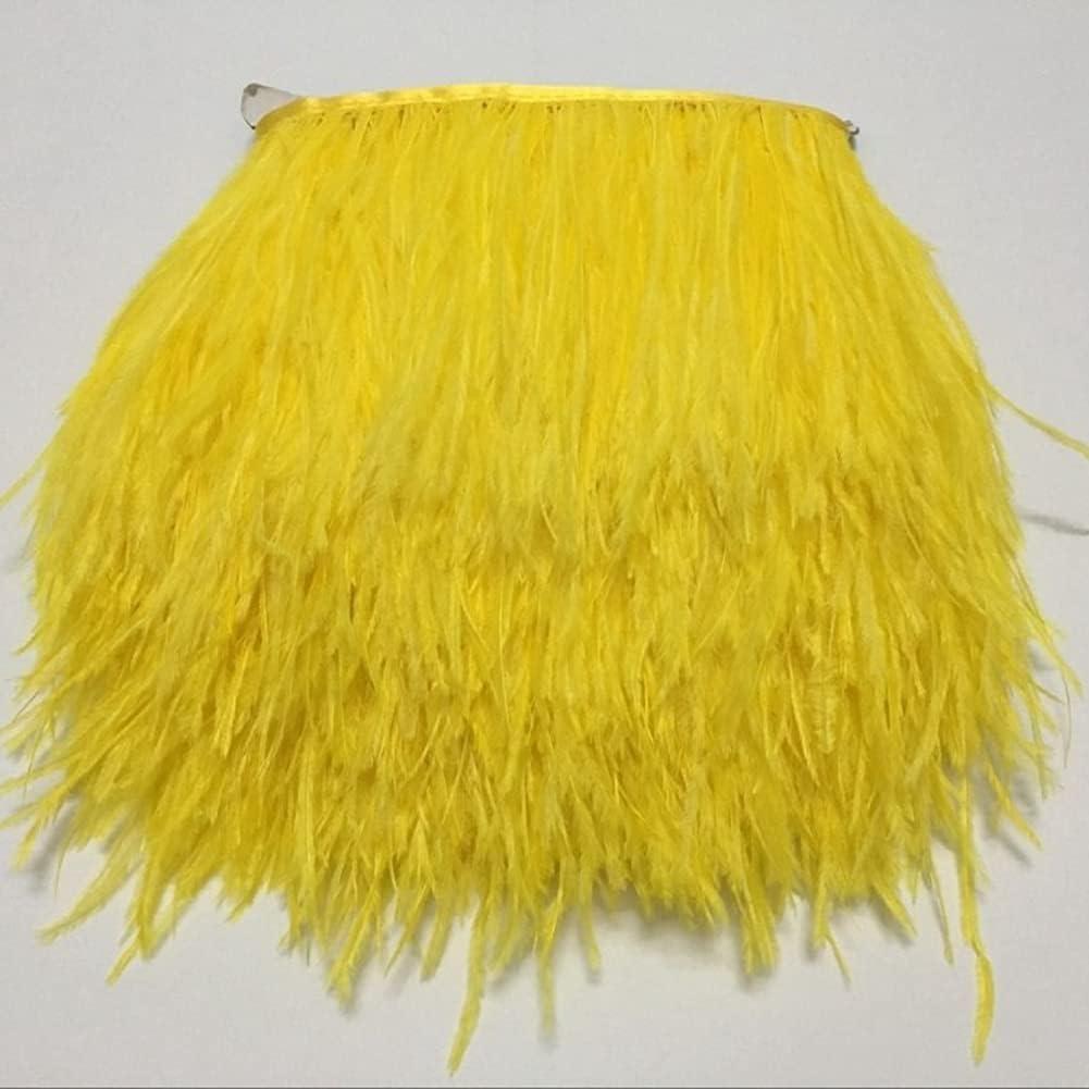 Shekyeon Ostrich Feather Trim Fringe used Wedding Sewing Crafts Costumes Decoration Pack of 2 yards(yellow)