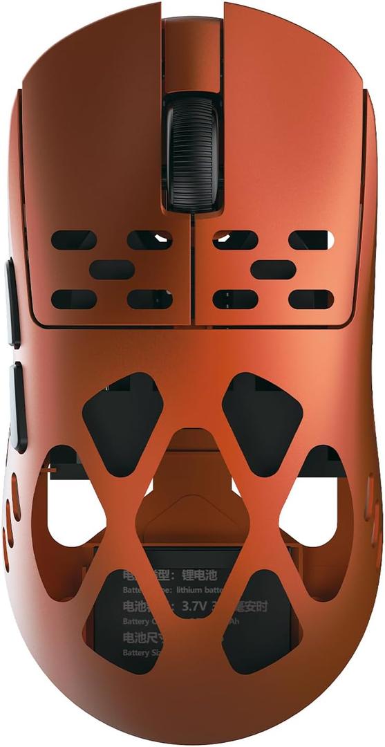AJAZZ AM3 MAX Wireless Gaming Mouse, Lightweight Full Magnesium Alloy, 30000 DPI, PAW3950 Sensor, 5 programmable Buttons, Supports Wired/2.4GHz/BT (Orange Red, AM3 PRO (1k Receiver))