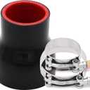 ID 1-3/4 to 2-1/2 inches Straight Black Silicone Reducer Coupler with 2 T-Bolt Clamps 4 Layers of Polyester Reinforcement Suitable High Level Turbo Pipe