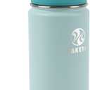 Takeya Actives Kids Water Bottle with Straw Lid - Stainless-Steel Double Wall Insulation - BPA-Free Bottle Lid with Carry Handle - Reusable Bottle & Straw Lid - 16 oz, Surfer/Lagoon