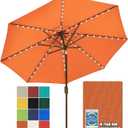 EliteShade USA 10-Year-Non-Fading 9ft Market Patio Umbrella, Commercial Grade Table Sun Umbrella with 80 Solar LED Lights, Crank Open, Windproof & UPF 50+ UV Protection for Garden, Deck, Pool, Backyard, Rust