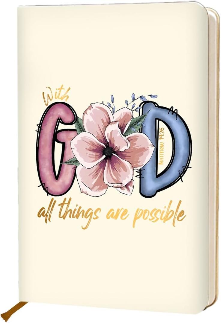 Bible Verse Lined Journal Notebook for Women Men, 200 Pages A5 Hardcover Hard Shell Journals for Writing Note Taking, Inspirational Floral Christian College Ruled Notebook Diary Notepad 5.8"x8.3"
