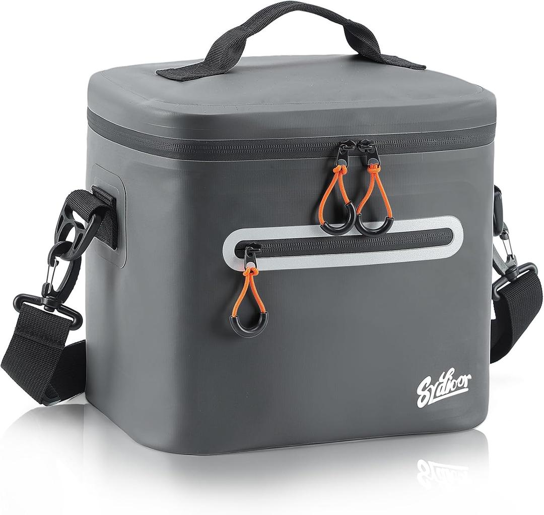 Soft-Sided Cooler Lunch Bag, 16 Can Portable Ice Chest Box, Waterproof, Leak-Proof, Insulated Lunch Box for Work, Beach, Drink, Travel, Camping, Picnic (Meidum, Dark Gray)